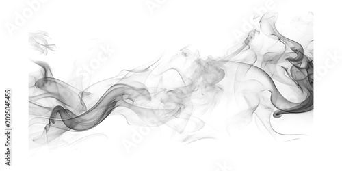 Obraz na plátně Smoke swirling in abstract shapes on a transparent background with gray tones an