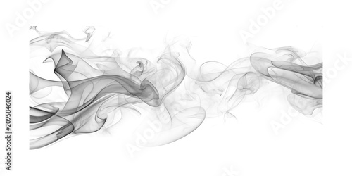 Fotografie Gray smoke swirling on a transparent background creating a dynamic abstract patt