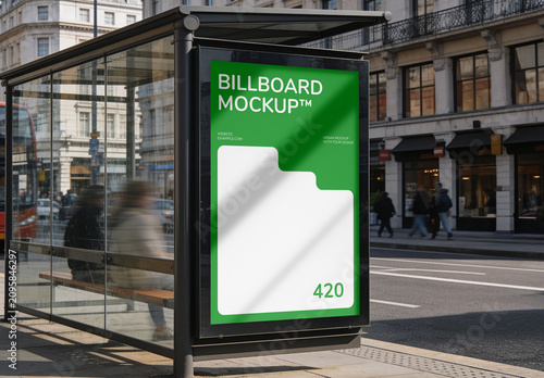 Bus Stop Vertical Poster Mockup