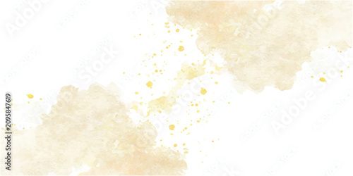 Fotografía Minimalist light yellow watercolor blot and splash on white background with wate