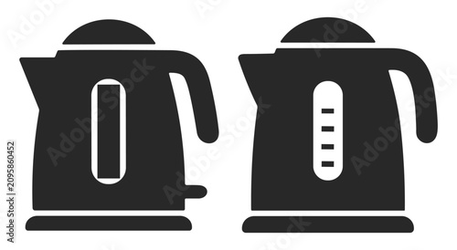 Bild auf Leinwand Black silhouette electric kettles isolated on white background with water level