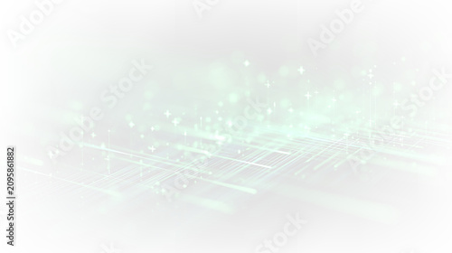 Abstract Green Digital Data Flow with Luminous Light Dots PNG