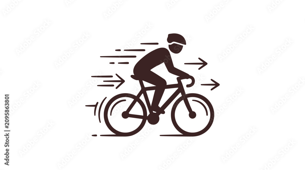 Obraz premium A minimalist illustration of a person riding a bicycle at high speed
