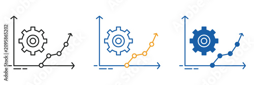Mechanical Performance Analytics Icon Set Outline Two-Tone Glyph