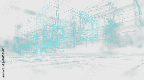 Blue Digital Infrastructure with Connected Network Lines PNG