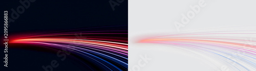 Fotografie Abstract Curved Speed Beams with Colorful Glow PNG