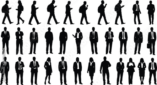 Φωτογραφία Professional and casual people silhouettes walking and standing in diverse poses