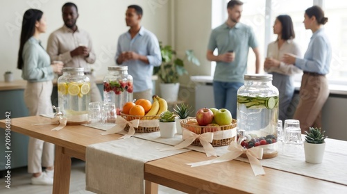 Office Wellness Table with Fruit and Infused Water for World Lungs Day