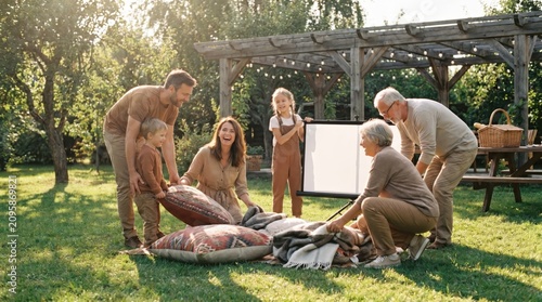 Family Gathering for Summer Bank Holiday in Backyard