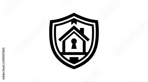 Obraz na płótnie Shield with house and keyhole logo.