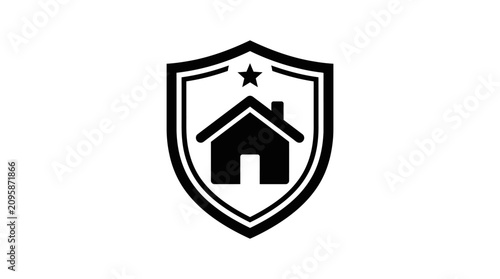 Εκτύπωση καμβά Shield with house and star logo.