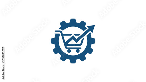 Shopping Cart Gear Icon Symbol.