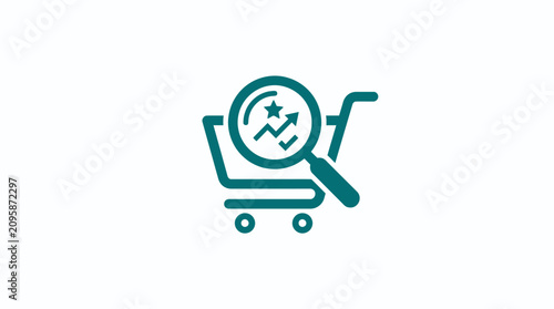 Tableau sur toile Shopping cart with magnifying glass icon.