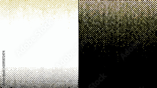 Fotografía Golden falling particles pattern with dual backgrounds one white and one black c