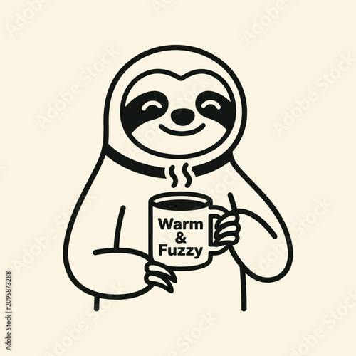 Photography Smiling Sloth Holding Coffee Mug.