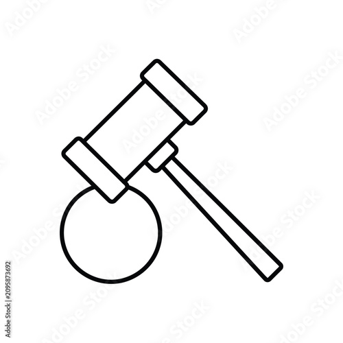 Quadro su tela Outline illustration of a judge's gavel and sound block, symbol for justice and
