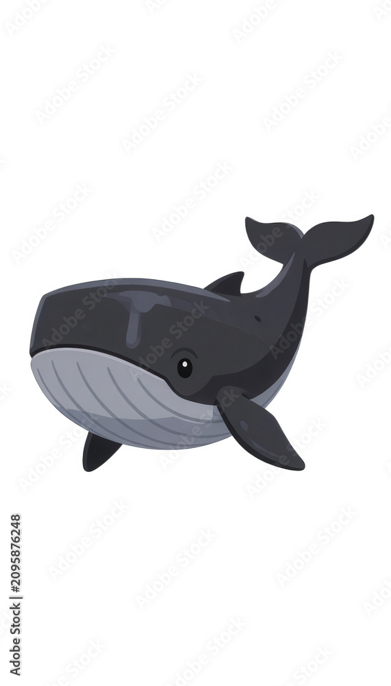 Fototapeta premium Cartoon Whale Design Element Transparent Background