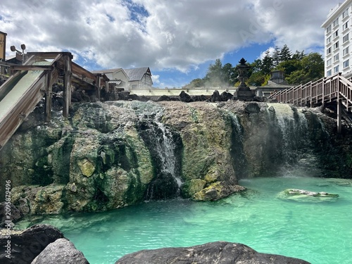 Yubatake (hot water field) in Kusatsu, Gunma, Japan	