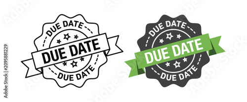 Due date rounded vector symbol set