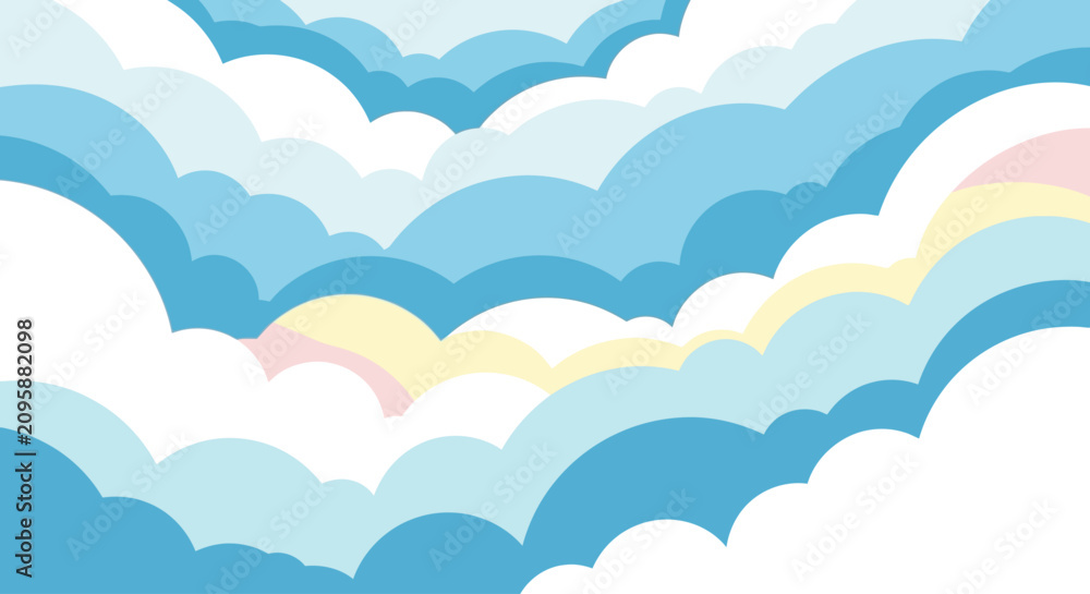 Obraz premium A serene scene of clouds floating gently in the sky with a rainbow.