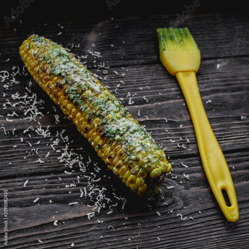 Corn with pesto and parmigiano