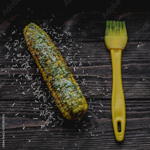 Corn with pesto and parmigiano
