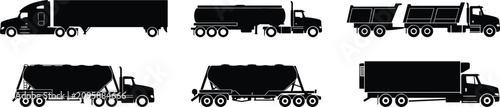 Photos Truck Silhouette Collection with Cargo Tanker Dump and Garbage Vehicle Vector Se