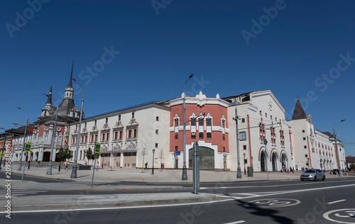 Moscow, Russia, Panorama of the Kazan railway station in Moscow. View from Novoryazanskaya street.