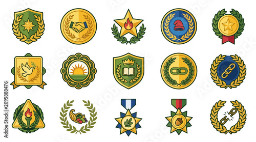 Foto Collection of diverse military and civilian awards and medals.