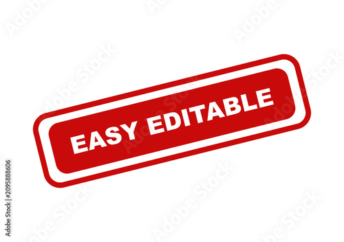 Red rectangular stamp label with the text easy editable written in white bold letters isolated on a clean background isolated on transparent background