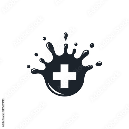 Medical cross splash icon for fluid health solutions.