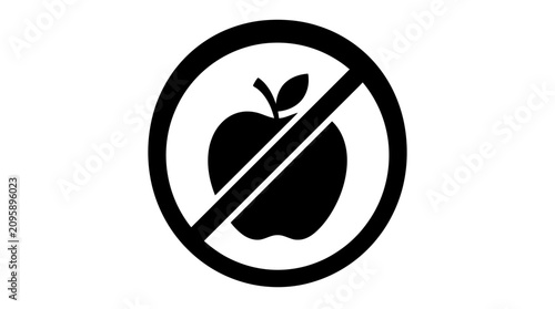 Prohibited apple icon black silhouette on a white background