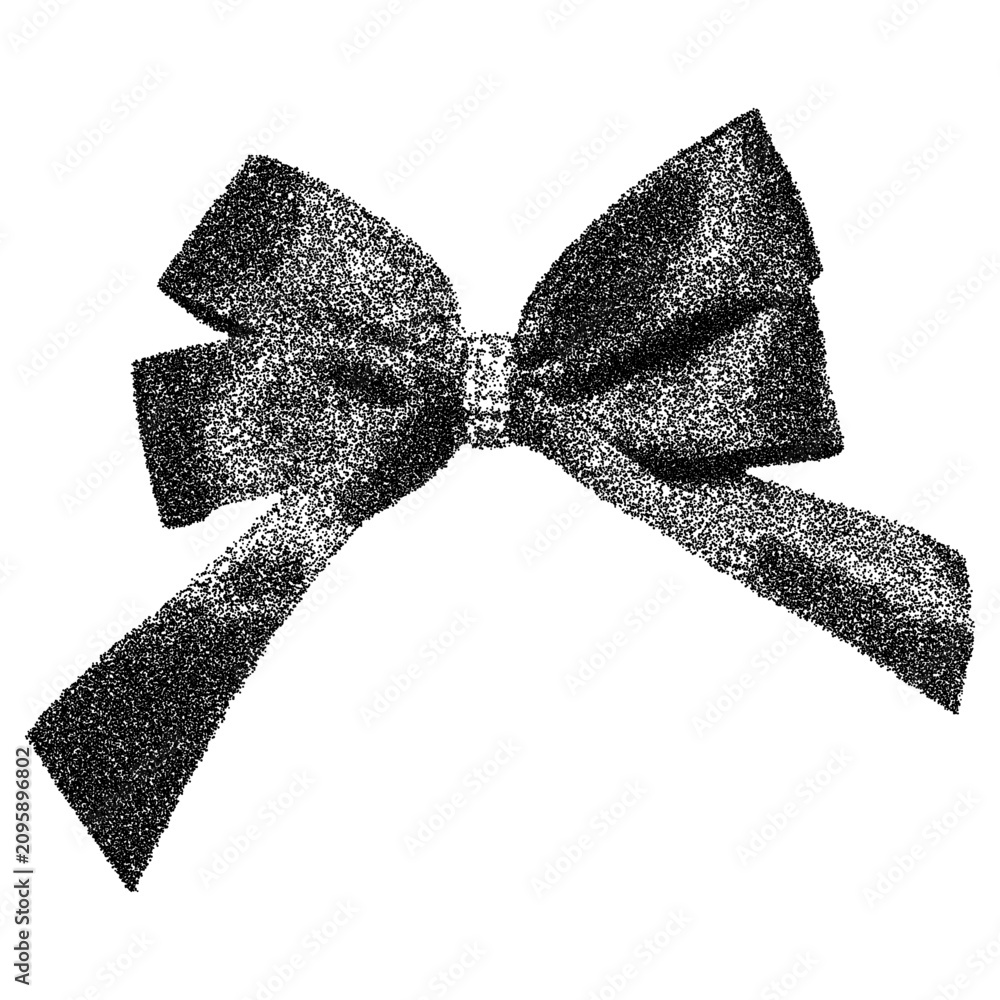Fototapeta premium Photocopy effect Bow. Stipple band. Vector Christmas celebration scan element isolated