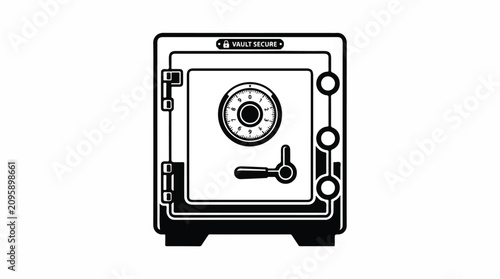 Industrial steel safe with combination dial and heavy door, vault-like security cabinet for protection.