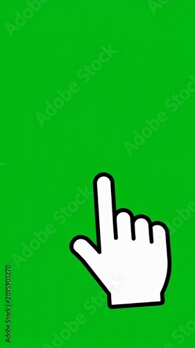 White mouse cursor hand icon on green background