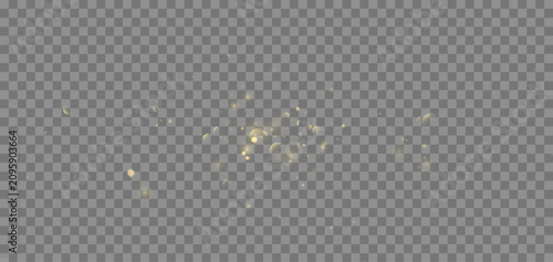 Christmas transparent PNG glitter dust effect with golden sparkle glowing light and festive decoration for holiday illustration vector background design.