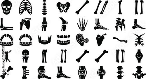 Foto human bones and joints silhouette vector collection of anatomical icons and skel
