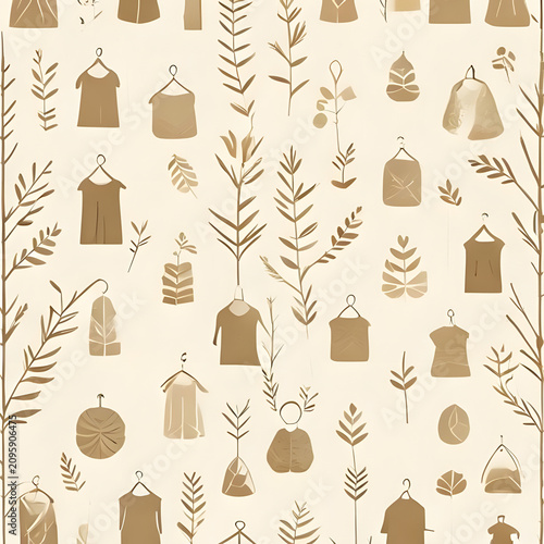 Vintage botanical illustration collection with leaves and plants.