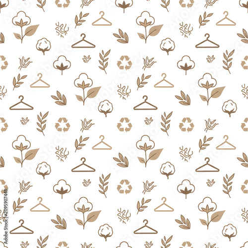 Seamless pattern with delicate floral and leaf motifs in soft pastel colors.