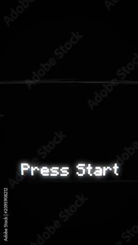Retro pixel art Press Start text on black background.
