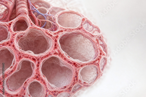 Interstitial Pneumonia Inflamed Alveolar Tissue Medical Illustration
