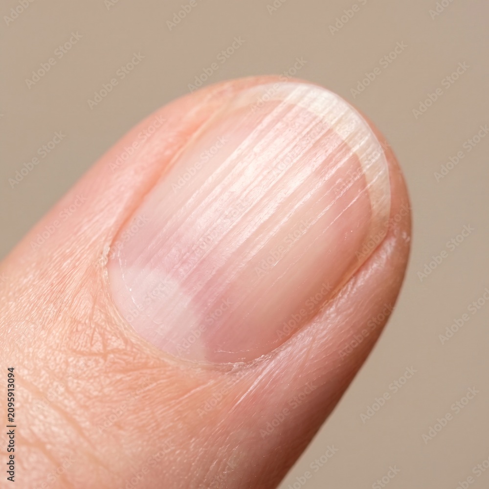 Fototapeta premium Nail Health: Extreme Macro Close-Up of a Fingernail Showing Distinct Vertical Ridges