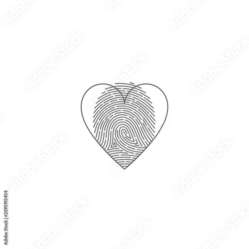 Heart shape outline formed by fingerprint ridges