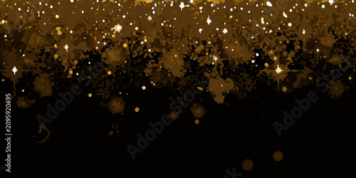 Fotografie Gold glitter particle effect pattern with dark background