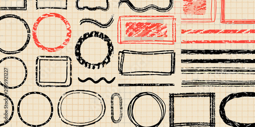 Tableau sur toile Collection Of Hand drawn Geometric Shapes And Lines Vector Illustration