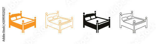 Photos Bed icons Four different colored  of a with headboard and footboard on white background vector illustration