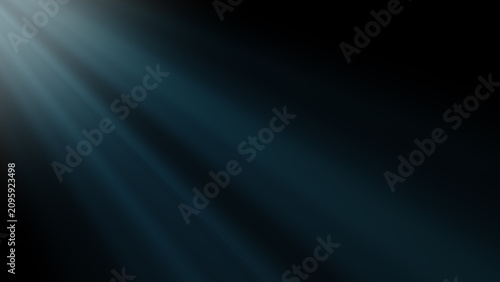 Foto Angled volumetric blue light rays in darkness overlay background
