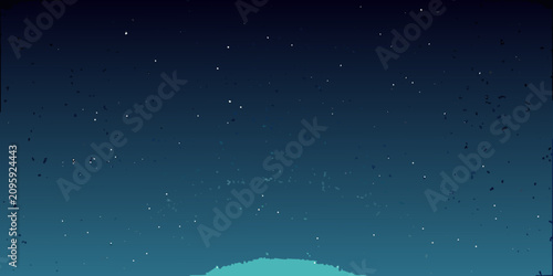 Obraz na plátně Starry night sky illustration with gradient blue tones and scattered stars