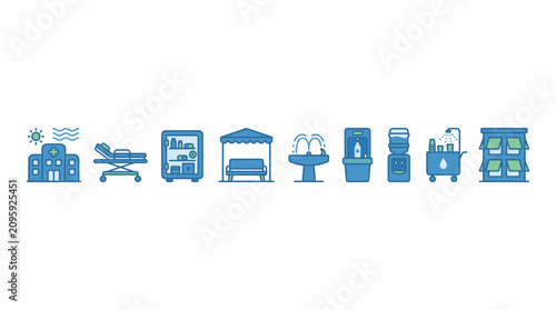 Urban Heat Adaptation Icon Set for Public Spaces