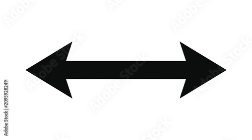 Slika na platnu Black bidirectional arrow silhouette on a white background